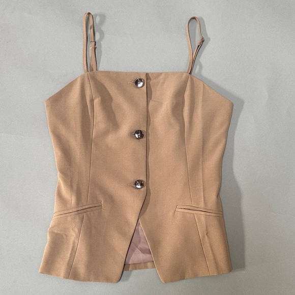 Edit By Nine Tops - Chic Tan Camisole with Button Accents